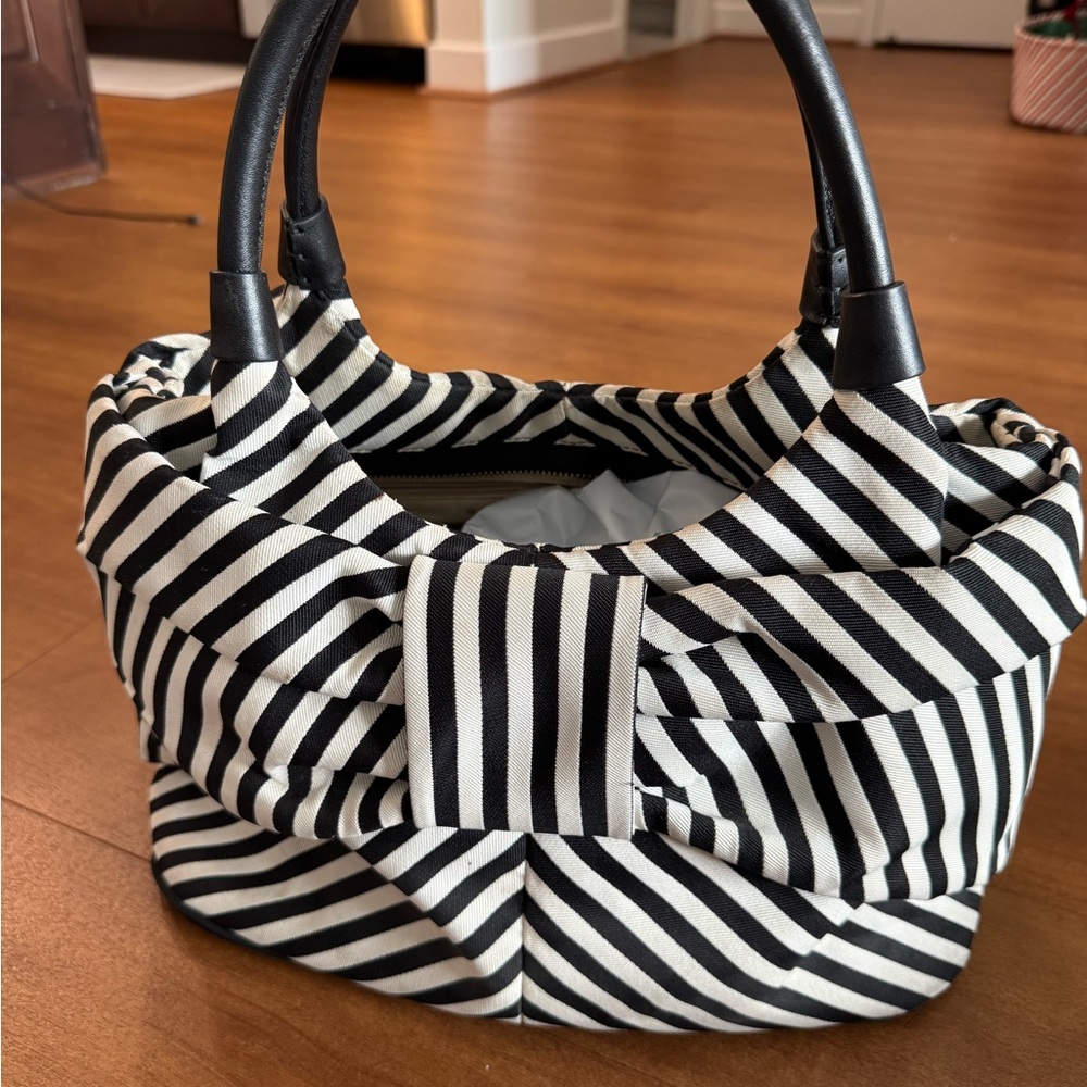 Kate Spade Black and White Striped Shoulder Bag